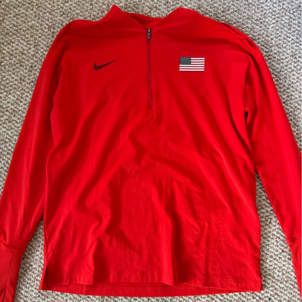 Nike Women's Bright Red Olympic Quarter Zip Size Small